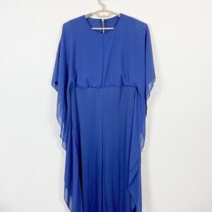 Batwing Chiffon Jumpsuit Retro Style 70s Look XXL Blue Women's Disco Chic